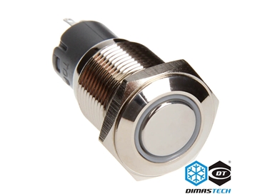 Push-Button DimasTech®, 16mm ID, Momentary Action, Led Color White